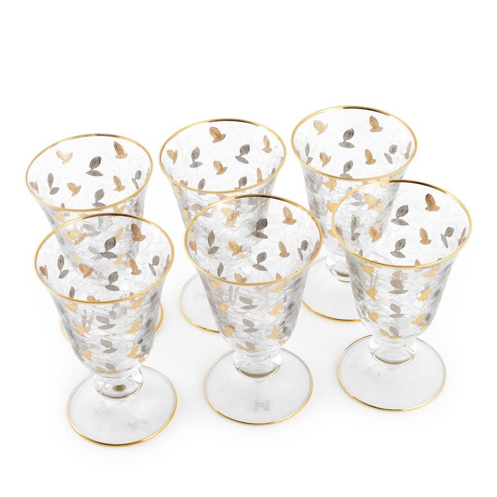 Gold/Silver Leaves Stemware Glass Set - 6pcs
