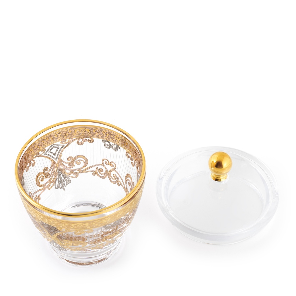 Handmade Turkish Sugar Bowl - Gold/Platinum