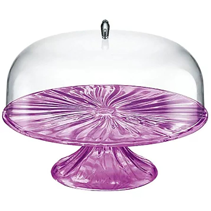 Aqua Cake Stand with Dome Lilac - 27cm