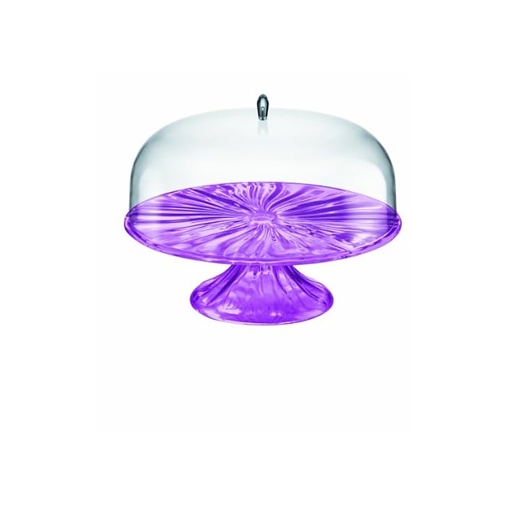 Big Cake Stand With Dome - Purple