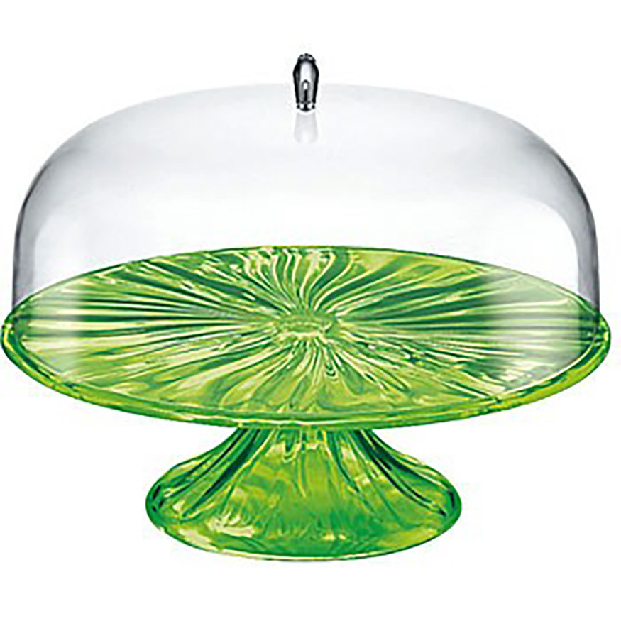 Big Cake Stand With Dome - Green