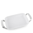 Rectangular Porcelain White Dish With Holder 36x24.5cm