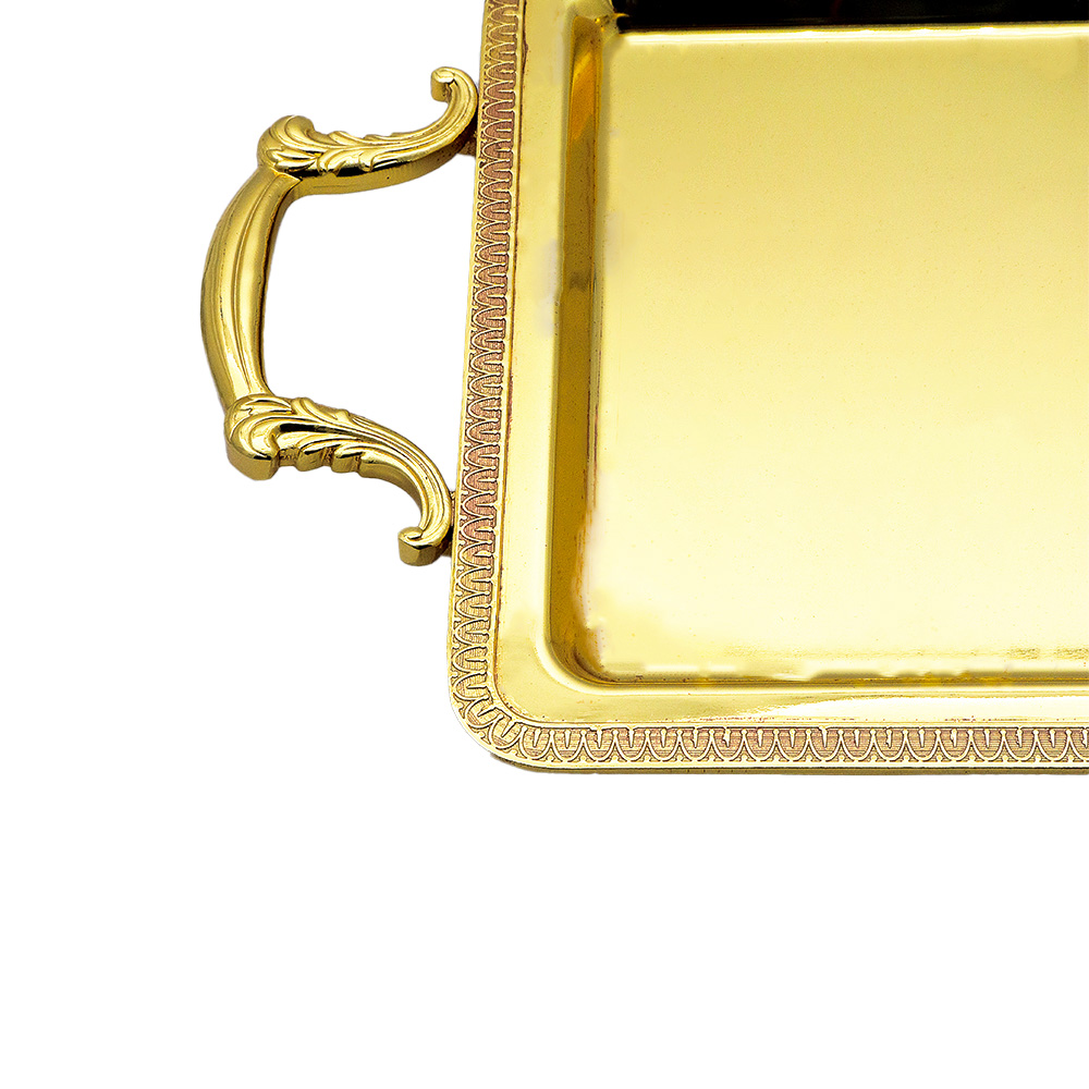Large Rectangular Serving Tray with Cover - Gold 