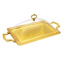 Large Rectangular Serving Tray with Cover - Gold 