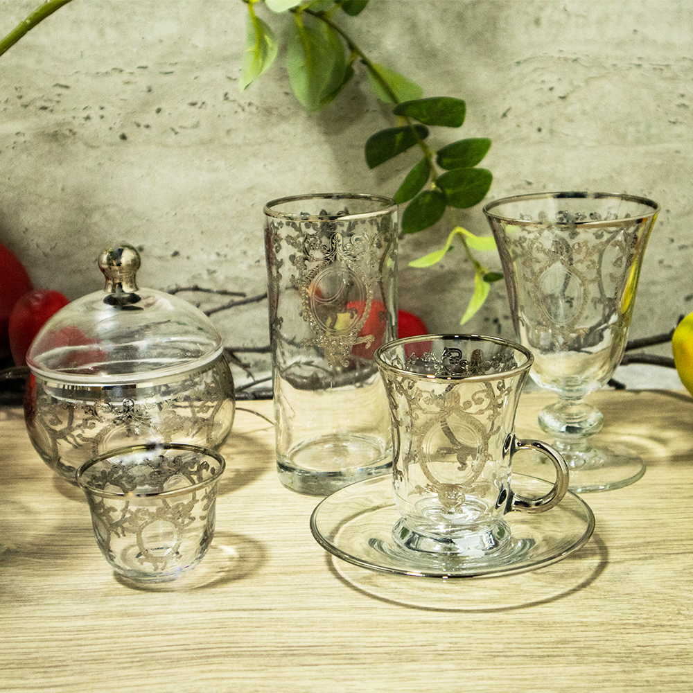 Helena Platinum Arabic Coffee Set - 6pcs