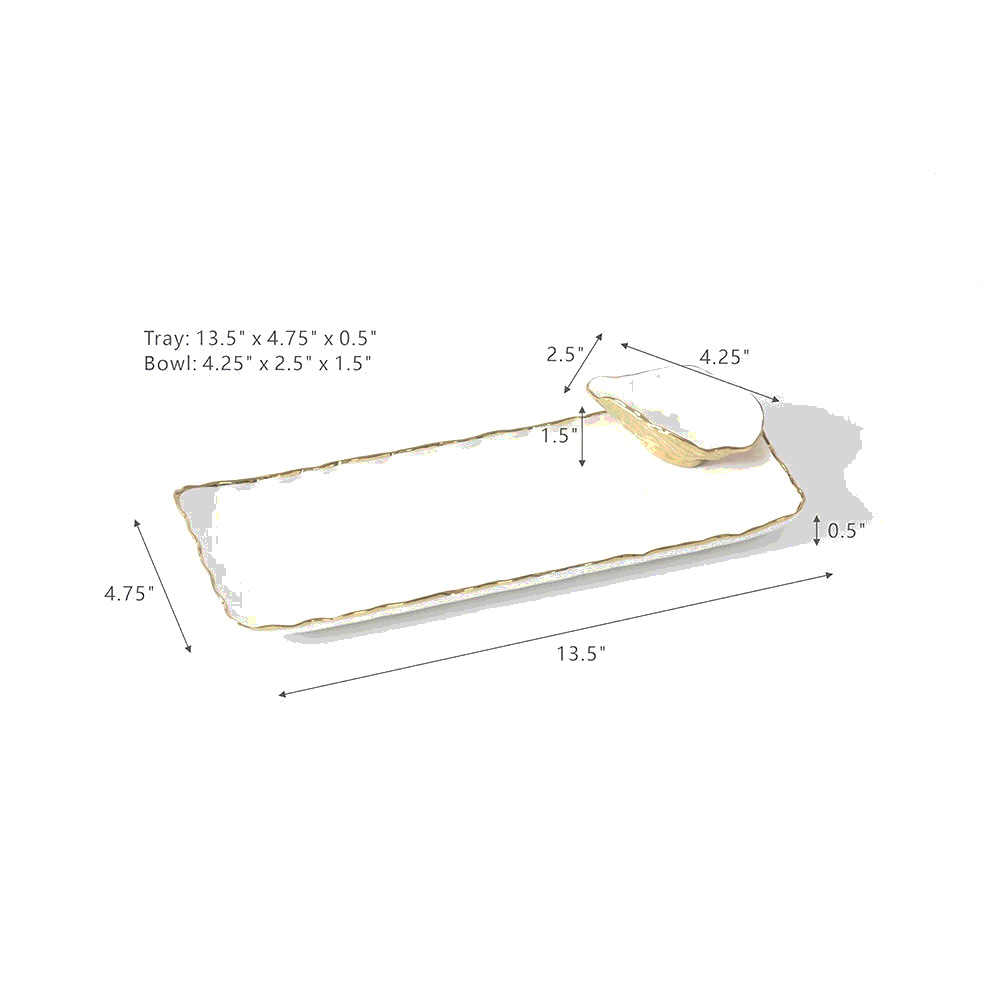Sushi Tray with Mini Oyster Bowl 12.5" x 4.75" x 1.75
