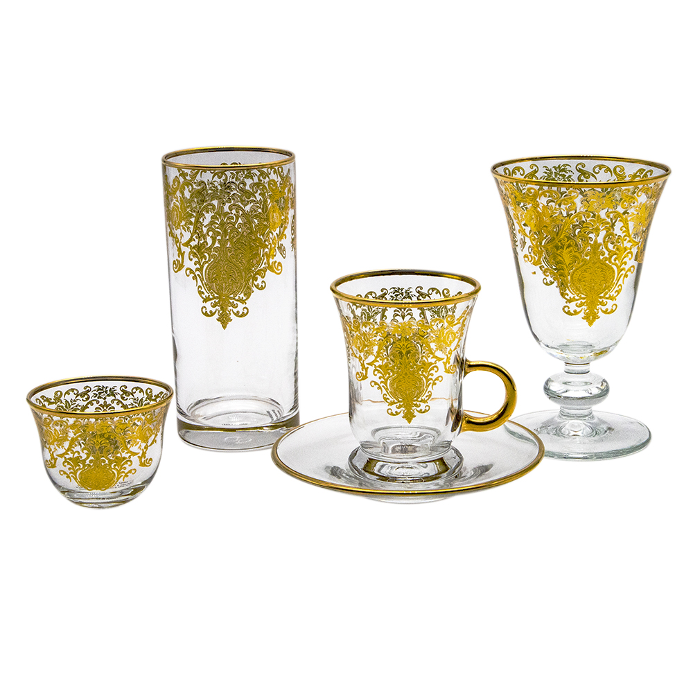 Gold Glass Coffee Cup Set - 6pcs