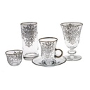Silver Glass Coffee Cup Set - 12pcs