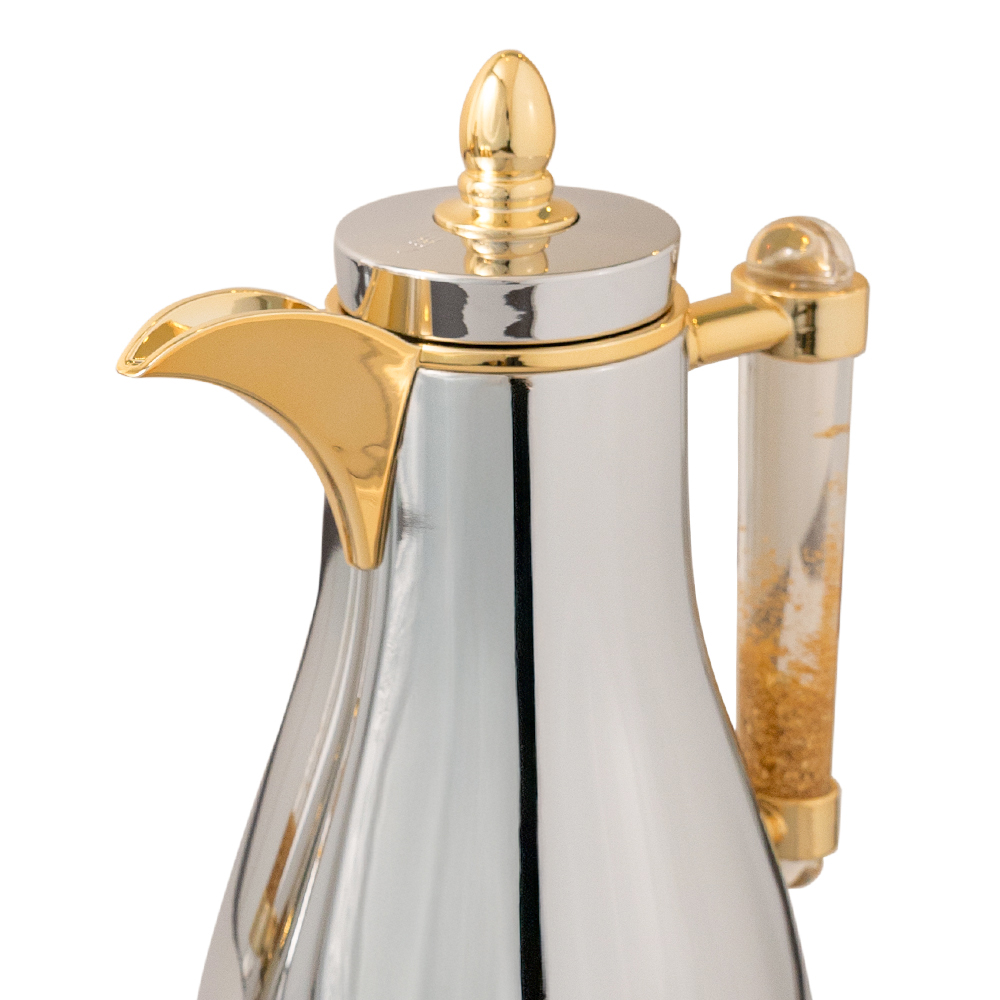 MY FLOWER VACUUM FLASK CHROME/GOLD 1.0/1.0L