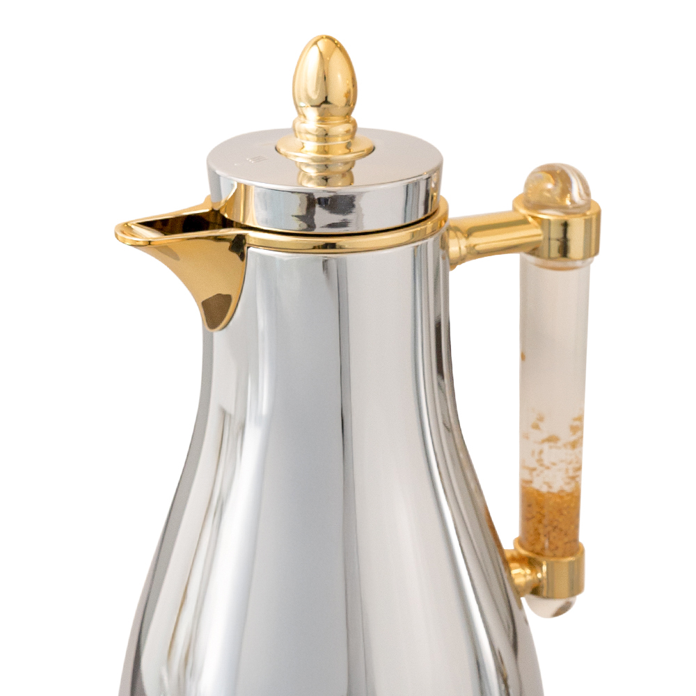 MY FLOWER VACUUM FLASK CHROME/GOLD 1.0/1.0L