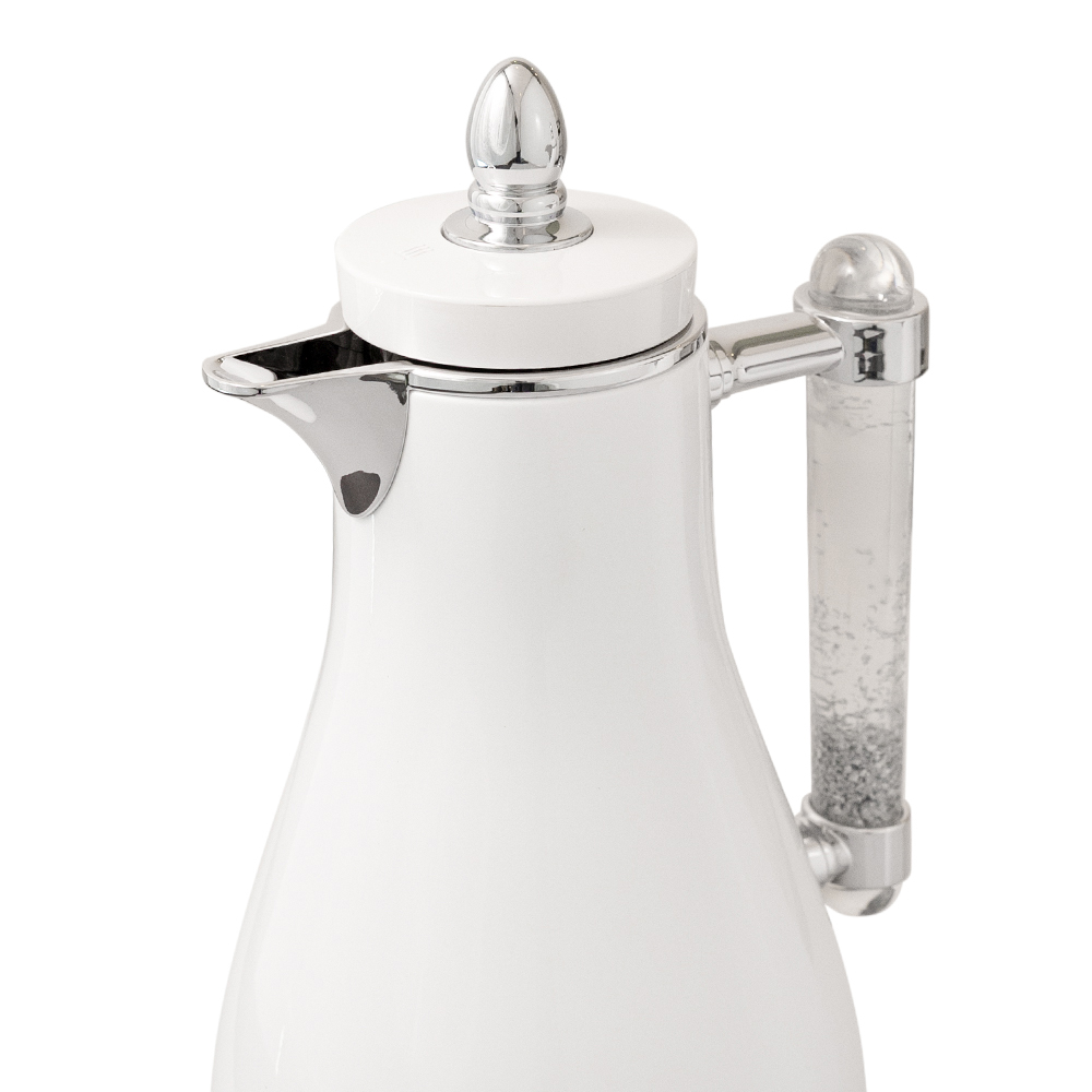 MY FLOWER VACUUM FLASK SHINY WHITE / CHROME1.0/1.0L