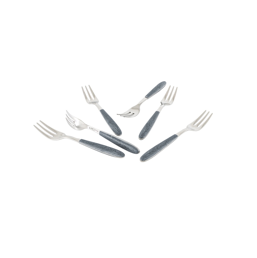 6 PCS CAKE FORK SET WINDOW BOX VERO OLMO GRIGIO