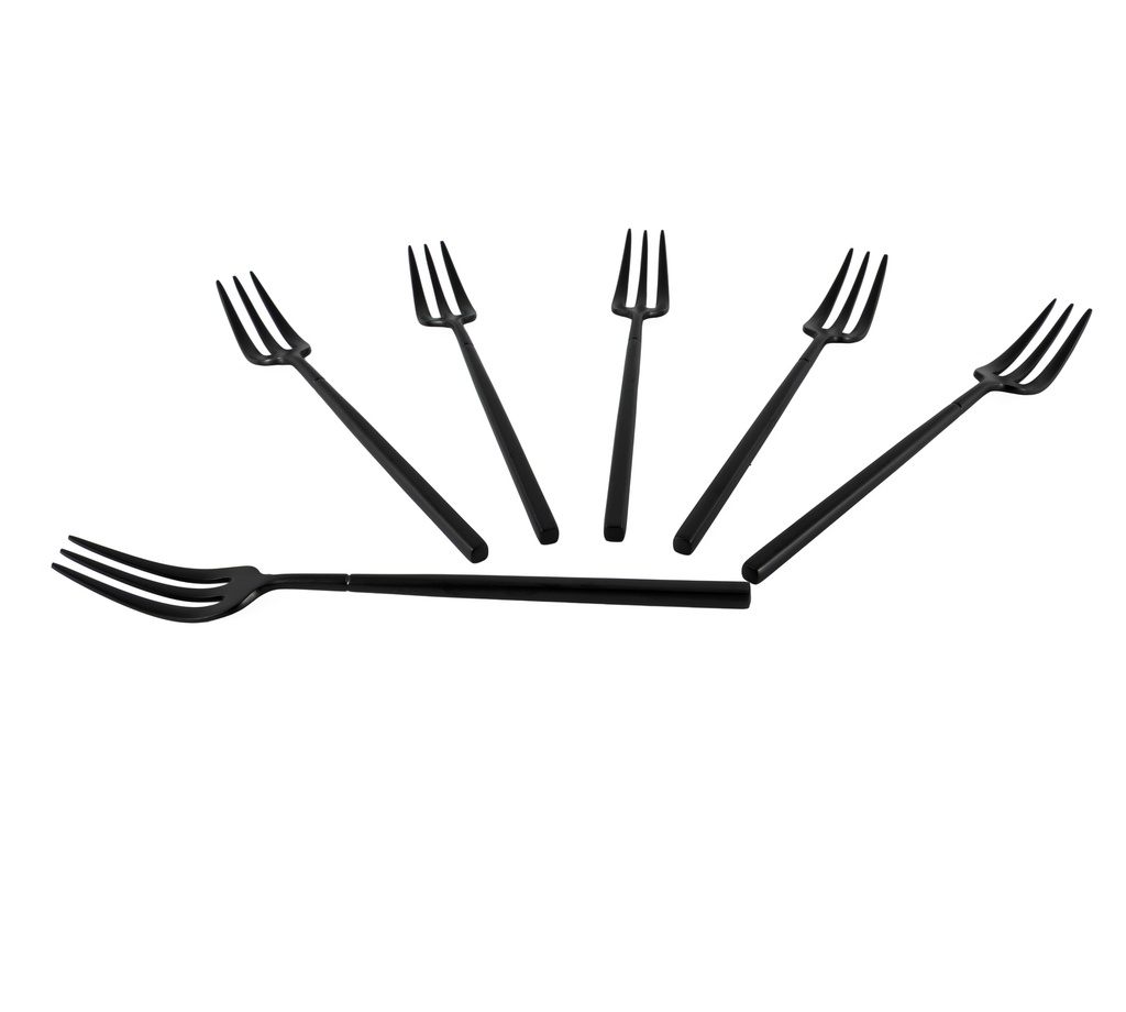 6 PCS CAKE FORK WINDOW BOX KYOTO S/S SANDBLASTED BLACK 