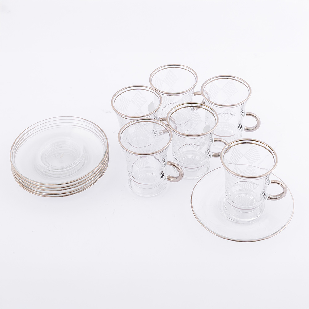 TEA SET W/HANDLE 12 PCS KARO PLATINUM M02048