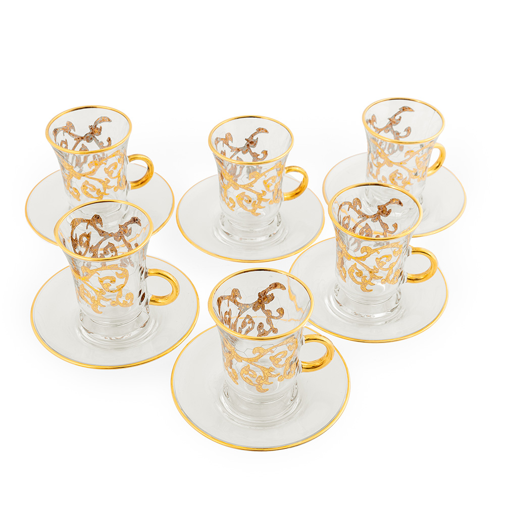 TEA SET W/HANDLE 12 PCS CELESTE GOLD M02048