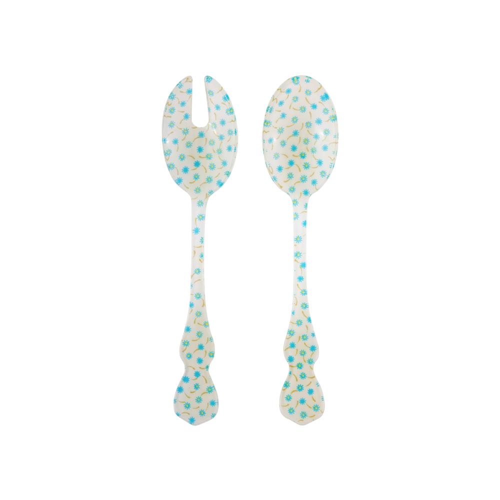 Flower Blue Salad Spoon Set - 2pcs