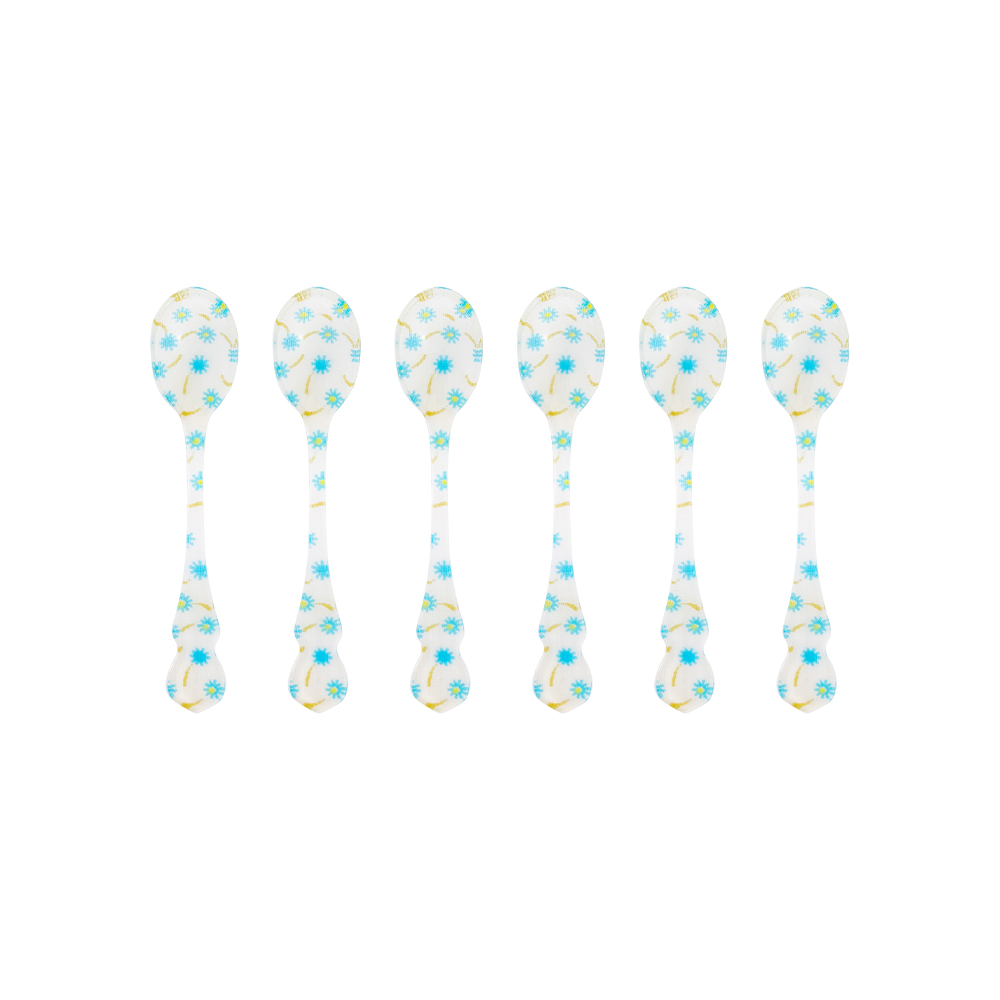 Flower Blue Moka Spoon Set - 6pcs