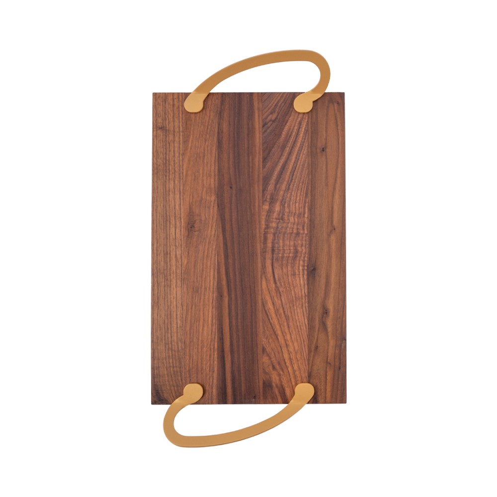 Canaletto Wood Tray with Matte Gold Handles