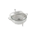 Iron silver color plated 2.5qt. round chafing dish with glass liner 