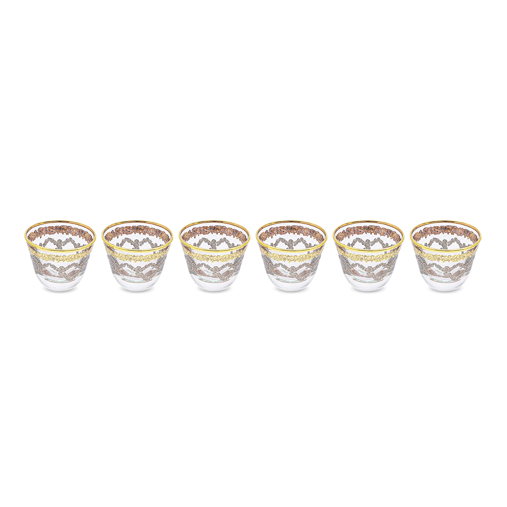 6 PCS COFFEE CUPS GLD/PLT