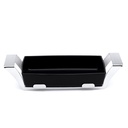 Rectangular blackdish cm 33x19 h 6,8 with stainless steel holder cm 45x19 h. 10