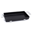 Black Rectangular dish cm 54x33 h6 with stainless steel holder cm 68x33 h. 10
