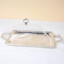 Silver Rectangular Tray with Clear Cover - 350*245mm