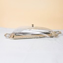 Silver Rectangular Tray with Clear Cover - 570*205mm