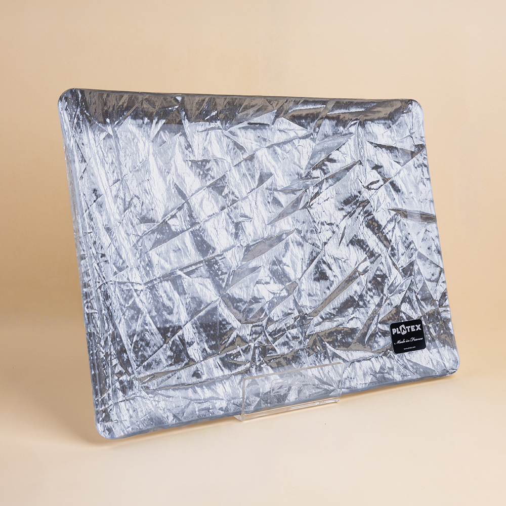 ACRYLIC TRAY  37*28cm OLD SILVER 