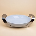 Round dish Ø 28 cm h. 6 with stainless steel holder cm 36x28 h. 11
