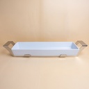 Rectangular dish cm 54x17 h6 with stainless steel holder cm 67x17 h. 10