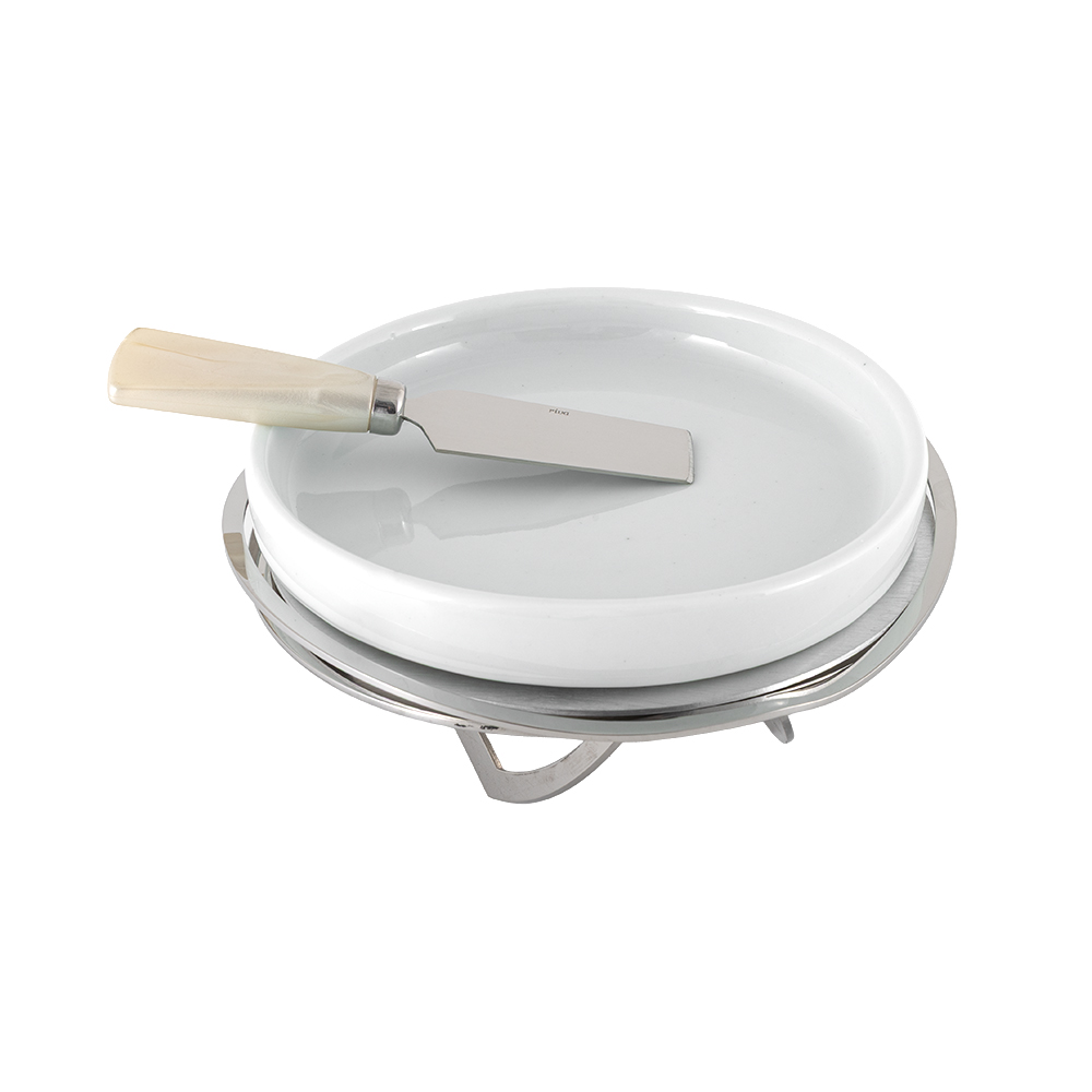 Linea Small Stainless Steel l Brie Cheese Rechaud W/ Knive