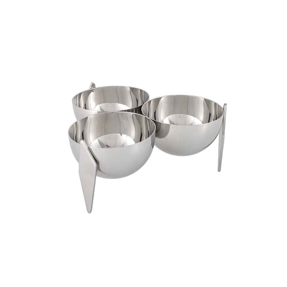Sava Stainless Steel Triple Snack/Sauce Holder