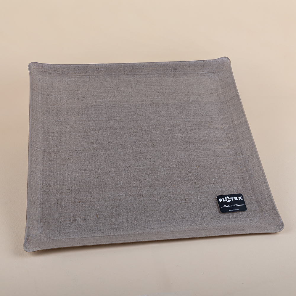  Natural Linen Acrylic Serving Tray - 36x36cm