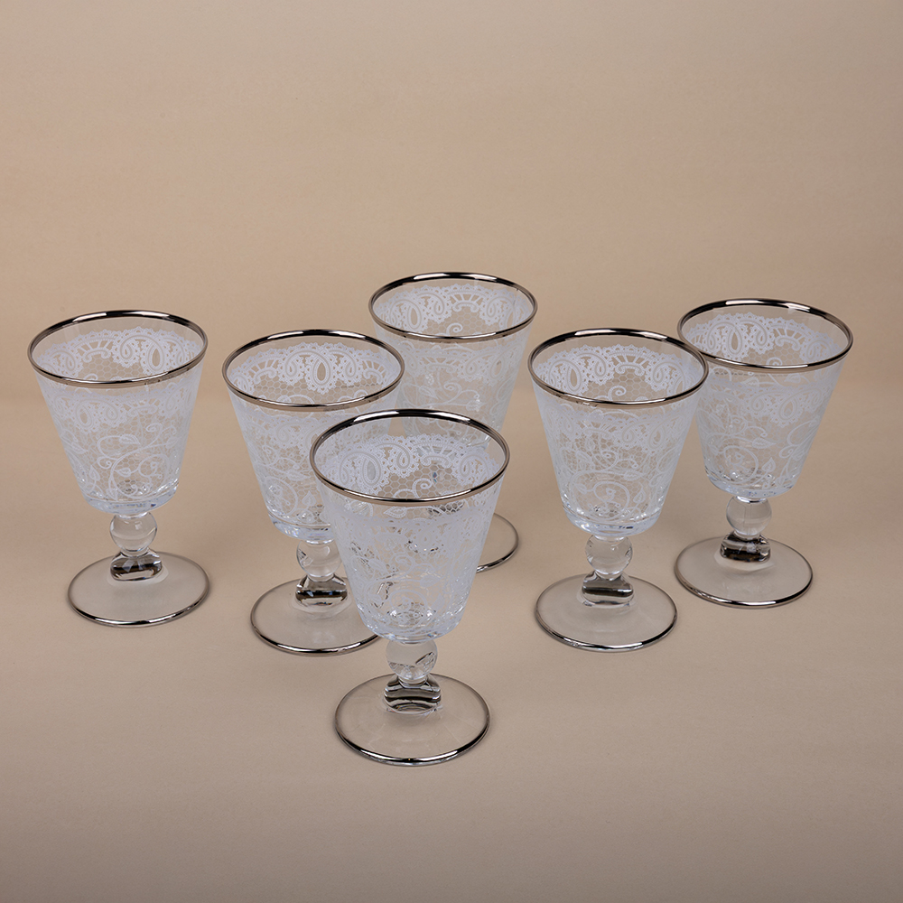 Dantel White Platin Glass Set - 6pcs