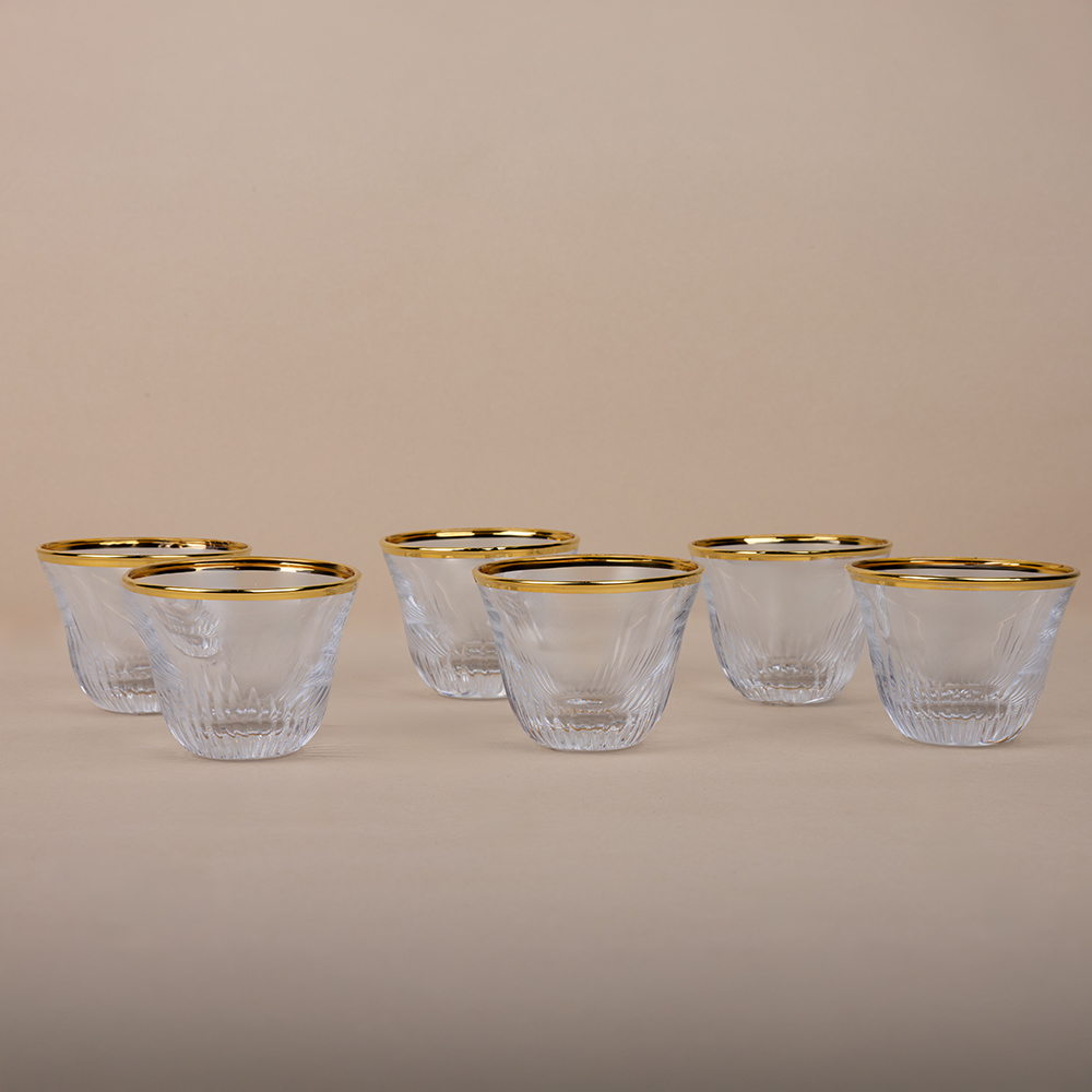 Milano Cut Gold Arabic Coffee Set - 6pcs