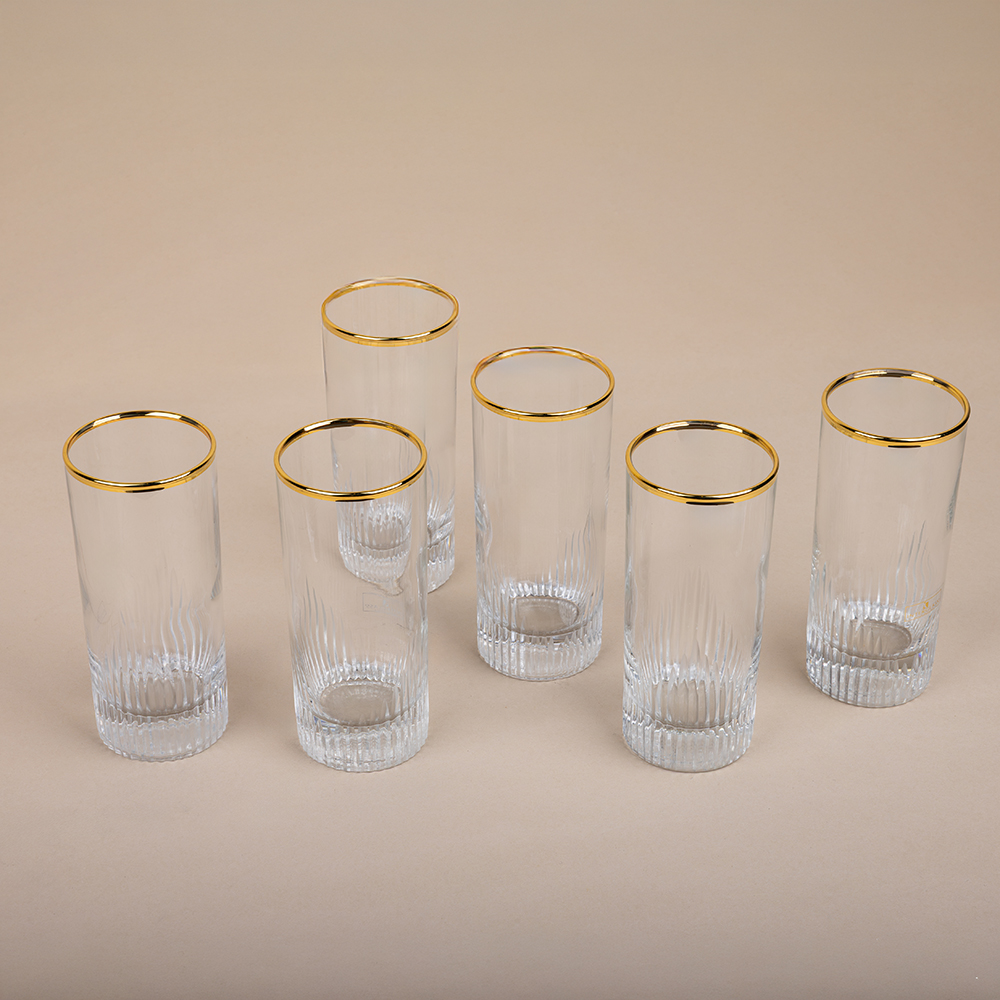 Cut Milano Gold Tumbler Glass Set - 6pcs
