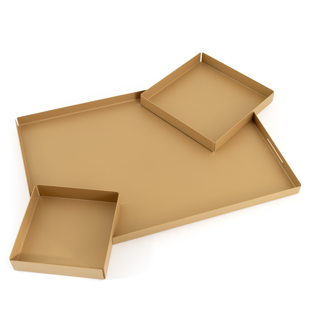 Cutout Edges Rectangular 54X42cm Tray - Matt Gold