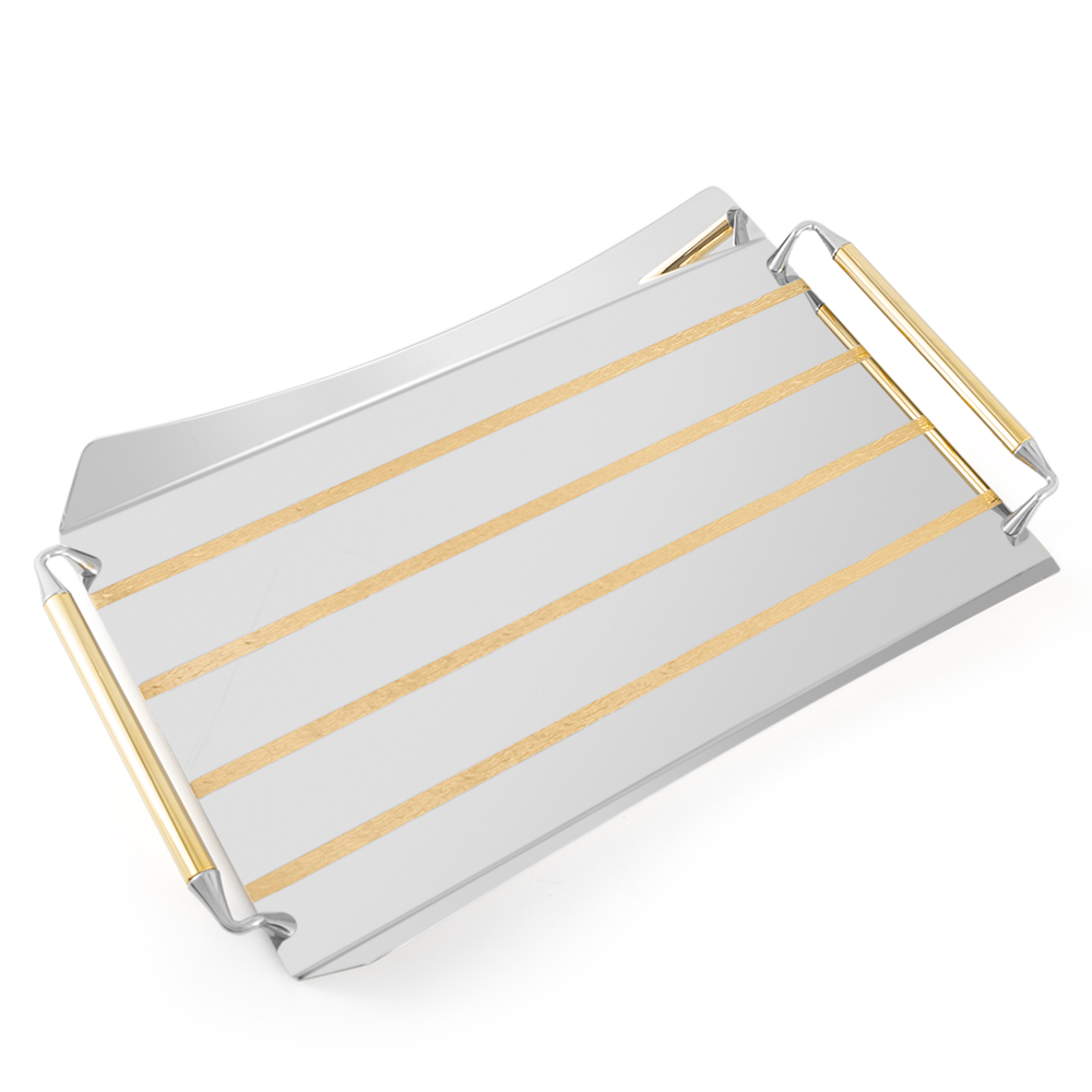 Rectangular Lines Gold Tray 45x30cm
