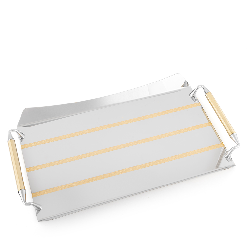Gold Lines Rectangular Serving Steel 40x26cm