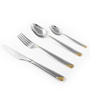 Gold Lines PVC Cutlery Set with Stand - 24pcs