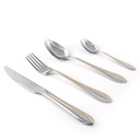 Gold Lines PVC Cutlery Set with Stand - 24pcs