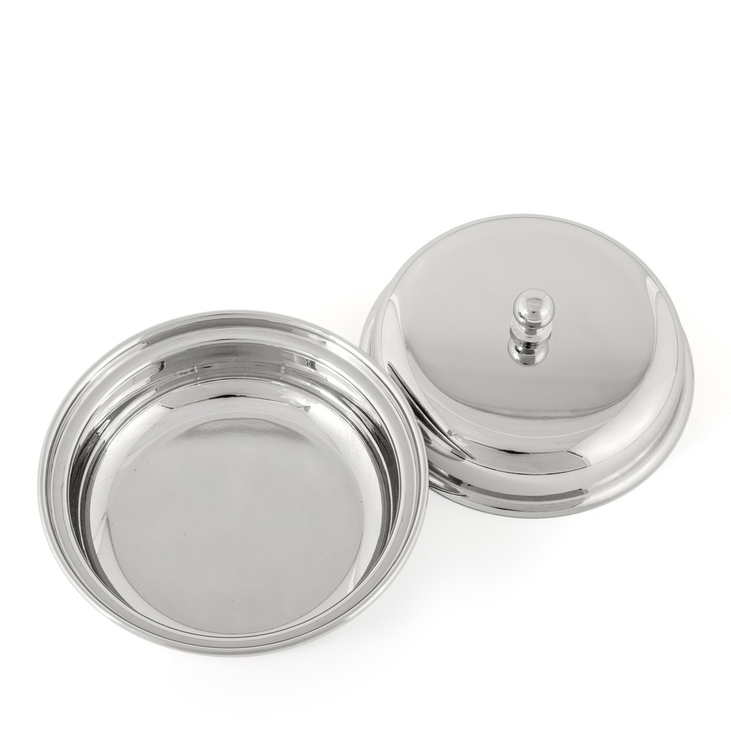 Steel Round Serving Dish with Lid - Small