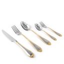 Gold Lines PVC Cutlery Set with Stand - 30pcs