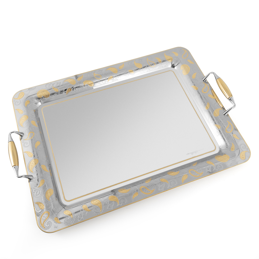 Pareo 5 Rectangular Mirror Gold Serving Tray 57x42.5cm