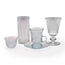 Frosted Glass Coffee Cup Embossed Lines Set 12pcs