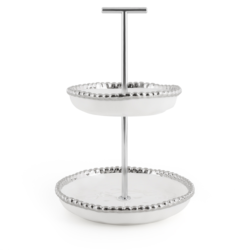 Salerno Mini 2 Tier Stand - White/Silver