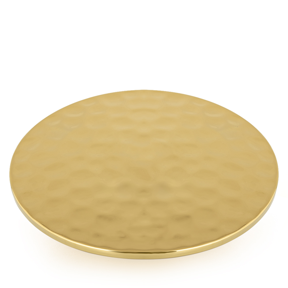 Naya Rustic Wood and Gold Cake Stand