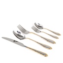 Gold Lines PVC Cutlery Set with Stand - 30pcs