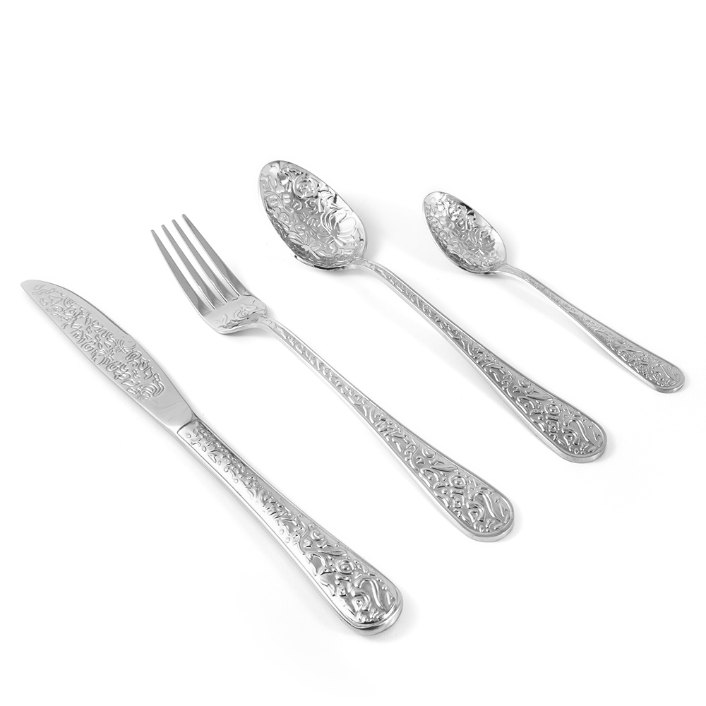 Silver PVC Cutlery Set with Stand - 30pcs
